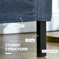 HOMCOM 53" 2 Seat Sofa, Upholstered Two Seater Couch with Sturdy Steel Legs for Bedroom, Living Room, Dark Blue(m-6)