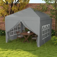Outsunny 10'x10' Outdoor Pop Up Party Tent Wedding Gazebo Canopy with Carrying Bag (Light Grey)(m-1)