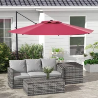 Outsunny 10 FT Cantilever Umbrella, Aluminum Hanging Offset Umbrella with 360°Rotation, Crank, Tilt, Cross Base, Red(m-8)
