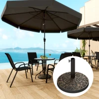 Outsunny 19" Patio Umbrella Base, 26 lbs Concrete Heavy Duty Umbrella Stand, Round Patio Umbrella Holder for 1.5"/1.9" Umbrella Poles for Outdoor, Lawn, Poolside, Bronze(m-2)