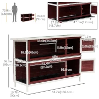 PawHut 2 Tier Wooden Rabbit Hutch Indoor Outdoor, Elevated Bunny Cage w/ Run and Tray for Guniea Pigs Small Animal(m-3)