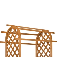 Outsunny 7.7FT Garden Arch with 2 Foldable Planter Boxes, Outdoor Wooden Trellis Arbor for Ceremony Party Weddings, Brown(m-7)