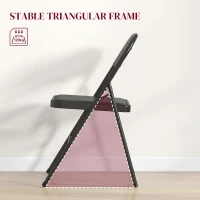 HOMCOM Set of 4 Metal Foldable Chairs, PU Leather Padded Folding Chairs with Cushion Seat and Open Back for Indoor, Black(m-5)