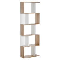 HOMCOM 5-Tier Geometric Bookcase Display Shelf Storage Shelf Modern Room Divider Living Room Home Office Furniture, White(m-2)