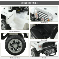 Aosom 12V Kids Battery Powered Off Road Truck with Remote Control Speeds Lights MP3 LCD Power Indicator Adjustable Speed White(m-7)