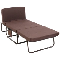 HOMCOM Rollaway Bed, Folding Bed with 3.25" Mattress, Portable Foldable Guest Bed with Adjustable Backrest, Steel Frame and Wheels, Brown(m-11)