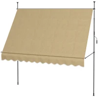 Outsunny 10' x 4' Manual Retractable Awning, Non-Screw Patio Awning, UV Resistant, for Window or Door, Beige(m-1)