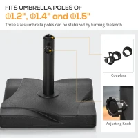 Outsunny 44lbs Square Cement Patio Umbrella Base Stand, Outdoor Garden Parasol Base Umbrella Weight Stand Holder Fits Φ1.3", Φ1.5" and Φ2.0" Pole - Black(m-5)