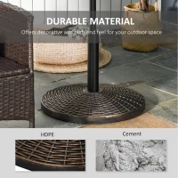 Outsunny 55 lbs Round Cement Patio Umbrella Base 21" Heavy Duty HDPE Parasol Umbrella Stand Holder with Rattan Design for Patio, Outdoor, Backyard, Bronze(m-6)