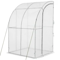 Outsunny 5' x 4' x 7' Outdoor Lean-to Walk-in Garden Greenhouse with Roll-Up Door Hot House for Plants Herbs Vegetables, White(m-2)