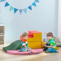 Qaba 6-Pieces Foam Climbing Blocks for Toddlers 1-3 Years, Soft Play Set for Climb and Crawl, Assorted(m-2)