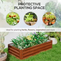 Outsunny Galvanized Raised Garden Bed, 4' x 2' x 1' Metal Planter Box, for Growing Vegetables, Flowers, Herbs, Succulents, Brown(m-6)
