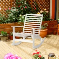Outsunny Patio Rocking Chair Non-slip Porch Rocker for Balcony Garden Terrace Bamboo White(m-1)