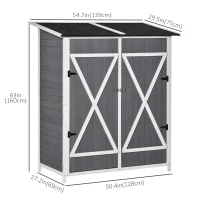 Outsunny 54.75''x29.5''x63'' Garden Storage Shed Asphalt Roof Wooden Timber Double Door Utility Storage House w/ Movable Shelf & Fixed Fittings(m-3)