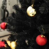 HOMCOM 6ft Unlit Artificial Black Christmas Tree, Holiday Décor with 1000 Branch Tips, Auto Open and Steel Base(m-9)