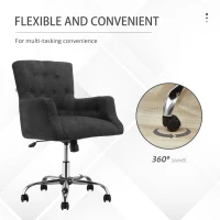 HOMCOM Mid Back Task Chair, Modern Home Office Chair with Tufted Button Design and Padded Armrests, Swivel Computer Desk Chair for Study Living Room Bedroom, Carbon Black(m-7)