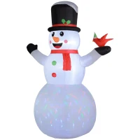 Outsunny 12FT Christmas Inflatable Decorations, Xmas Blow Up Snowman with Rotating Colorful LED Light for Indoor, Outdoor(m-2)