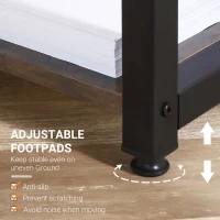 HOMCOM L-Shaped Computer Desk Home Office Corner Desk Study Workstation Table with 2 Shelves, Steel Frame, Brown(m-6)