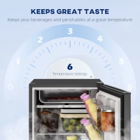 HOMCOM 2.5 Cu.Ft Mini Fridge, Single Door Compact Refrigerator with Freezer, Adjustable Thermostat, Reversible Door, Black(m-6)