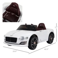 Aosom Electric Toy Car 12V Licensed Bentley EXP12 Electric Vehicles w/ Parent Remote Control, White(m-3)