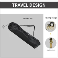 Outsunny Lightweight Camping Folding Chair Portable Fishing Seat w/ Carry Bag, Cup Holder & Side Table for Travel, Beach, Picnic, Hiking, Black & Yellow(m-4)