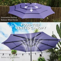 Outsunny 10.7FT Patio Umbrella with 8 Ribs, Crank, Push Button Tilt, Air Vents, for Backyard, Deck and Lawn, Purple(m-5)
