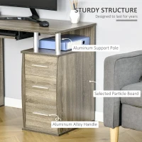 HOMCOM 47" Computer Desk with Keyboard Tray and Storage Drawers, Home Office Workstation Table with Storage Shelves, Grey Wood Grain(m-5)