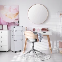 HOMCOM Pro 3 in 1 Portable Aluminum Makeup Cases Rolling Cosmetic Organizer Box, Black (Silver)(m-8)