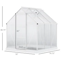 Outsunny 6' x 6' Hobby Greenhouse, Walk-in Polycarbonate Hot House Kit with Aluminum Frame, Sliding Door, Roof Vent, Silver(m-3)