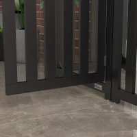 PawHut Foldable Dog Gate with Door, 4 Panels Fressstanding Pet Gate, Black(m-10)