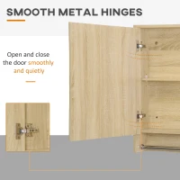 kleankin Wall Mounted Medicine Cabinet, 31.5"W x 27.5"H Bathroom Mirror Cabinet with Tower Bar, Single Mirrored Door, Shelves, Natural(m-5)