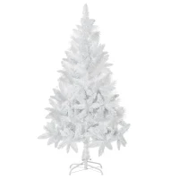 HOMCOM 5ft Artificial Christmas Tree with Pine Realistic Branches, Auto Open, for Indoor Decoration, White(m-11)