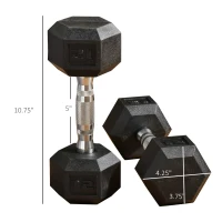 Soozier Hex Rubber Dumbbell Set for No Rolling(m-3)