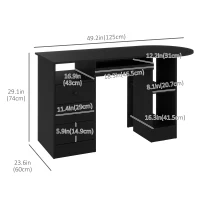 HOMCOM Computer Desk with Storage, Home Office Laptop Table with Shelves and Drawers, Modern Workstation Desk with Keyboard Tray for Study, Living Room, Black(m-3)