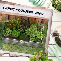 Outsunny 4'x2'x1' Galvanized Raised Bed, Bottomless Elevated Planter Box for Growing Flowers, Herbs and Vegetables, Silver(m-4)