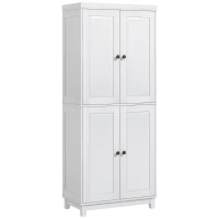 HOMCOM 72.5" Kitchen Cabinet, Pantry Storage Cabinet with 4 Doors and 2 Adjustable Shelves for Dining Room, White(m-11)