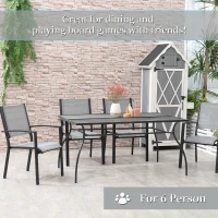 Outsunny 59" Outdoor Dining Table, Metal Frame Rectangular Patio Table for 6 with Mesh Tabletop for Garden, Backyard and Lawn, Black(m-4)