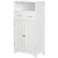 kleankin Bathroom Cabinet Organizer, Freestanding Small Storage Cabinet with Two Drawers and Adjustable Shelf for Living Room, or Entryway, White(m-11)