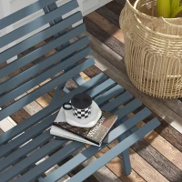 Outsunny Outdoor Bench Patio Bench, Aluminum Lightweight Park Bench with Slatted Seat for Lawn, Park, Deck, Blue(m-8)