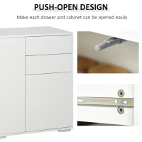 HOMCOM Kitchen Sideboard Storage Cabinet, Modern Coffee Bar with Push-Open Design and 2 Drawers for Living Room, White(m-6)