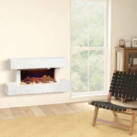 HOMCOM 32 Inches Freestanding Electric Fireplace with Mantel, 1500W Replaceable Fireplace Insert Heater with Timer, White(m-8)