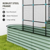 Outsunny Raised Garden Beds Set with Arch Trellis, Climbing Net, Galvanized Planter Box for Climbing Vegetables Flowers Herbs(m-6)