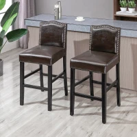 HOMCOM 2 Pieces Retro Style Bar Stools Tall Chair with Back  Footrest for Home Pub(m-8)