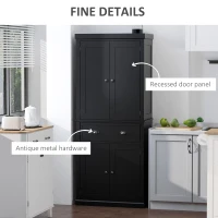 HOMCOM Long Standing Kitchen Cabinet w/ 2 Drawers MDF Board Black(m-6)
