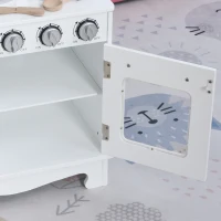 Qaba Kids Kitchen Playset with Telephone, Wooden Kitchenette for kids with Cookware, Storage Cabinet, Water Dispenser, Blackboard, Toddler Pretend Play Kitchen with Cooking Accessories for Aged 3+(m-8)