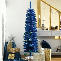HOMCOM 5ft Pencil Christmas Trees, Skinny Artificial Christmas Tree for Xmas Holiday Decor, Deep Blue(m-8)