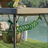 Outsunny Folding Fish Cleaning Table with Sink, Portable Camping Table with Faucet, Drainage Hose, Sprayer and Shelf, Gray(m-8)