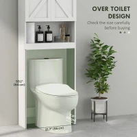 HOMCOM Over The Toilet Cabinet, Modern Bathroom Above Toilet Storage with Barn Doors and Open Shelf, White(m-5)