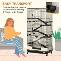 PawHut 6-tier Platform Rolling Small Animal Cage Rabbit Hutch Pet Play House with Platform, Ramp,Removable Tray. 4 universal wheels (Black) for Bunny Pet Mink Chinchilla(m-6)