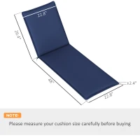 Outsunny Foldable Chaise Lounge Cushion Set of 2, Outdoor Lounge Chair Cushion Set, UPF50+ 200gsm Fabric, 76" x 23", Navy Blue(m-3)